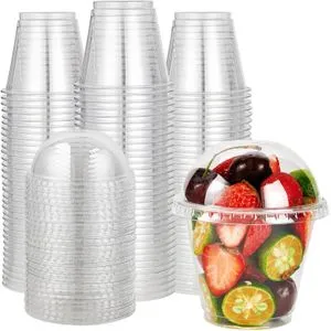 Clear Plastic Cups With Dome Lids, Disposable Dessert Cups (100PCS)