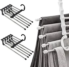 Generic 2 Multifunctional Pants Rack Hanger, 5 in 1 Magic Trouser Hangers Space Saving (Black) 2 Multifunctional Pants Hanger, Magic Pants Hangers 5 in 1 Space Saver (Black)