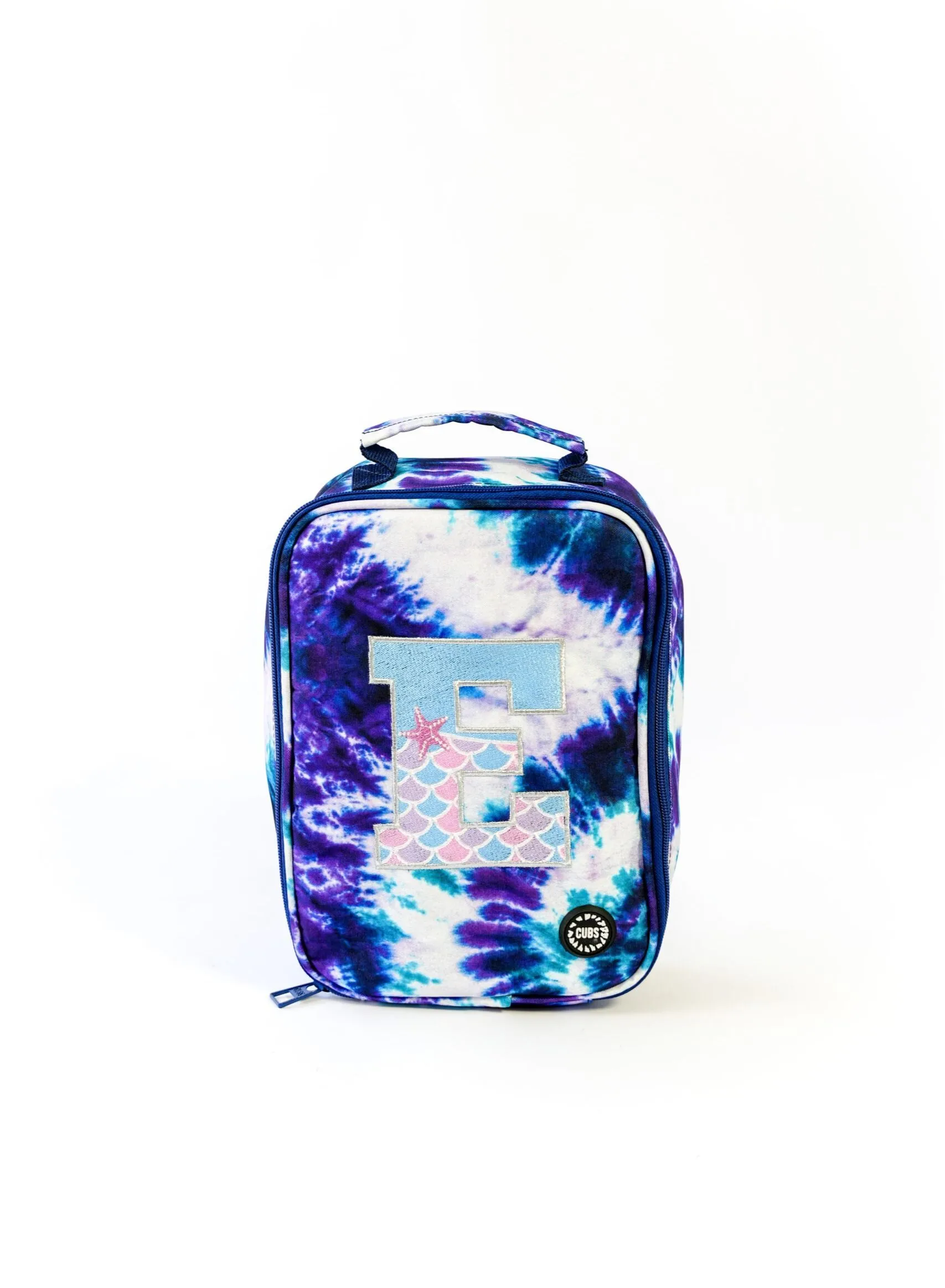 CUBS Cubs Big&Basic Special Embroidery Purple TieDye With Letter E MultiColor Lunch Bag