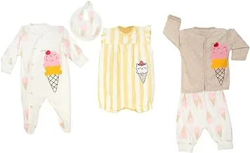 Jockey M M Cotton Set Of 5 Pieces Printed Shapes For Girls-Multicolor-3-6Month