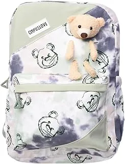 Dragon Fabric Unisex Teddy Bear Large Zipper Backpack With Front Pocket And Two Bottle Place For Kids - Multi Color