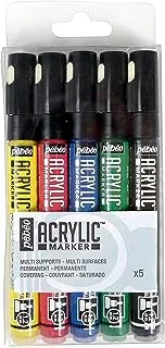 Pebeo 201211 Set Of 5 Acrylic Marker 1.2 mm Primary Colors