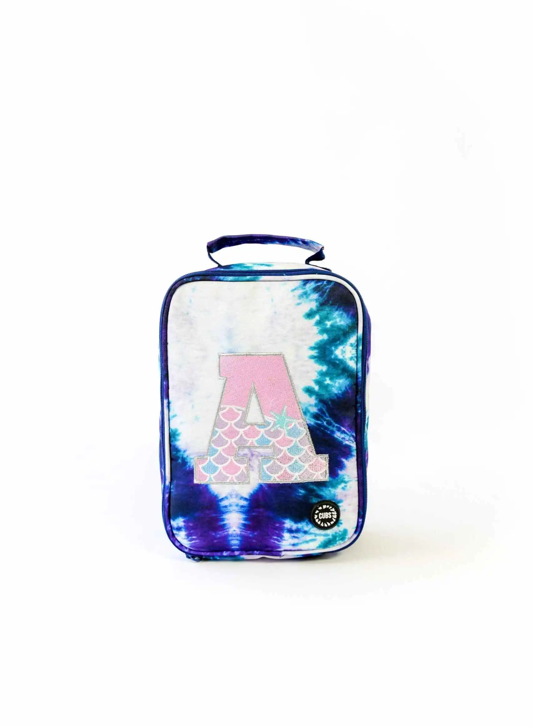 CUBS Cubs Big&Basic Special Embroidery Purple TieDye With Letter A MultiColor Lunch Bag