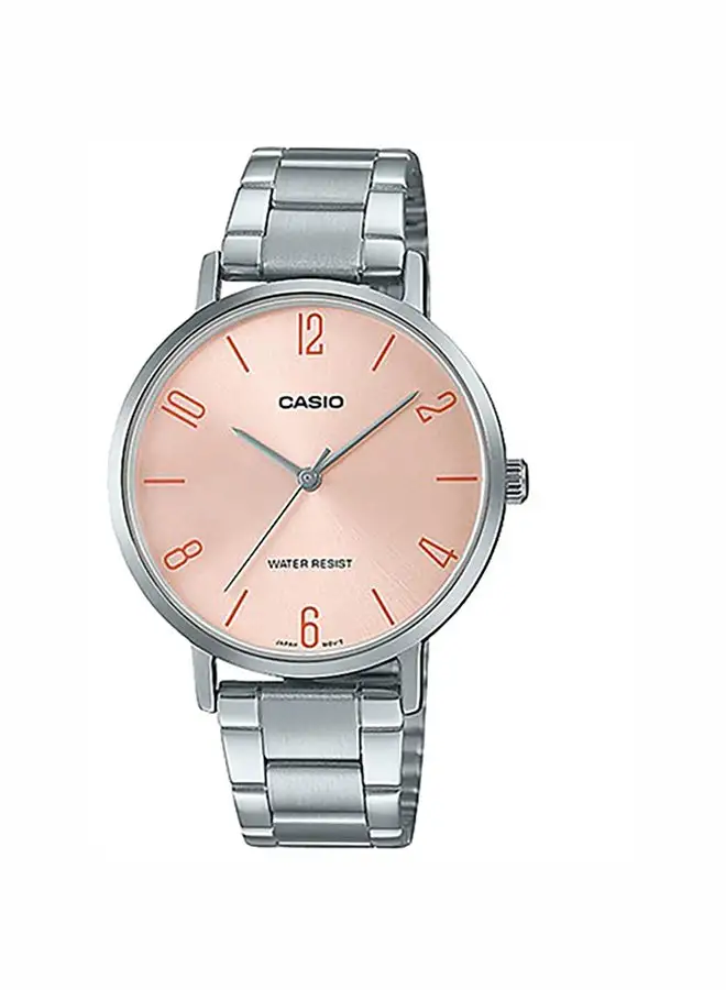 CASIO Women's Stainless Steel Analog Quartz Wrist Watch LTP-VT01D-4B2UDF pink/silver - 34 mm - Silver