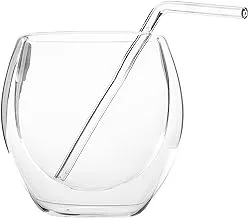 Zinnia Double Glass Cocktail Cup with Straw 480 ml - Transparent