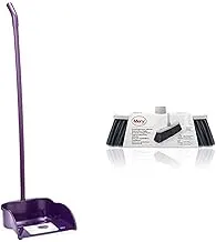 Rayen Dustpan with Stick, 90 x 26 x 27 cm 90 x 26 x 27 cm lilac + Mery 0734.01 Broom for sensitive surfaces, polypropylene, grey, 27 x 4.5 x 11 cm