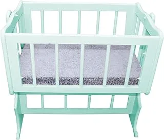 Misho Baby Beech Rocking and Fixed Baby Crib With Mattress-Mint Green-Size: (L:80*W:50*H:82cm)