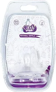 Candy Baby Silicone Natural Nipple BPA Free For Unisex-Clear-(+3 Months)