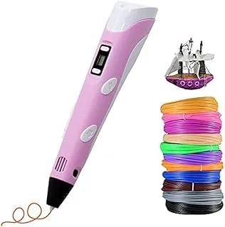 3D Printing Graffiti Pen, 3D Printing Pen with Display, Safe and Non Toxic, Adjustable Temperature and Speed, Compatible with PLA and ABS Filament, Suitable for Graffiti, Model Making, Etc, Pink