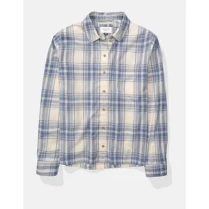 American Eagle Long-Sleeve Plaid Button-Up Shirt