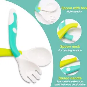 Spoon\Fork Baby Eating Training Utensils For Self-Feeding Tableware Set.