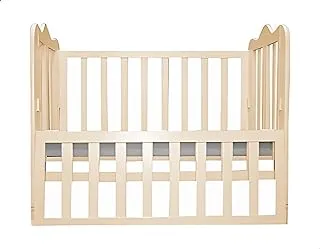 Misho Baby Beech Baby Crib With Mattress-Beige-Size (L:110*W:60*H:85cm)