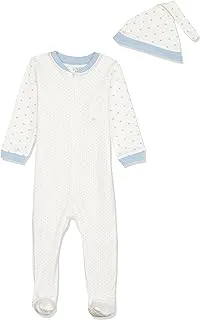 lovely land Baby Boys Long Sleeves Stars & Polka Dots Baby Boy Footie With Cap Baby and Toddler Underwear Set (pack of 1)