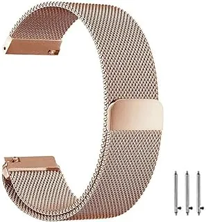 NuSense Milanese Loop 20mm for Samsung Galaxy Watch 42mm, Samsung Galaxy Watch Active, Samsung Gear Sport, Samsung Gear S4 / S2, Stainless Steel Replacement Watch Band 20mm (Pink Gold)