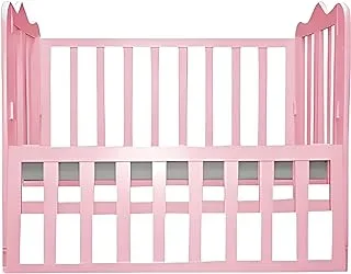 Misho Baby Beech Baby Crib With Mattress-Pink-Size (L:110*W:60*H:85cm)