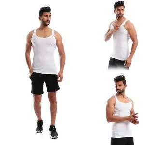 Cottonil Bundle Of Three Solid Sleeveless Derby - White