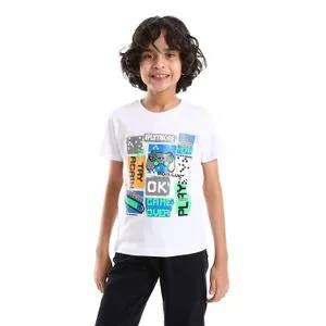 AlNasser Gaming Vibes Boys Printed Tees - White