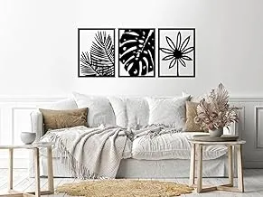 Home Gallery Leaves shape 3 panels Wood Wall art Black 80x180 H01667