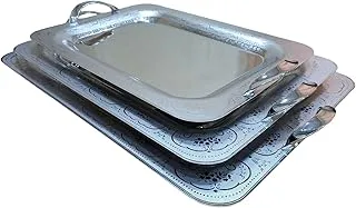 Jazz Stainless steel tray set, 3 pieces, 10/18, rectangular shape (29 * 40 cm + 34 * 46 cm + 37 * 52 cm) silver 5090S