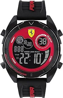 سكوديريا فيراري FORZA DIGITAL DIGITAL MEN'S RED DIAL، BLACK SILICONE WATCH - 0830877