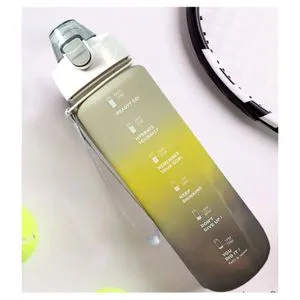1 Liter Sports Water Bottle, Motivational Water Bottle With Straw.Gradient Grey