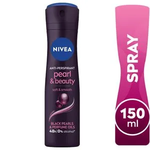 NIVEA Pearl & Beauty, Antiperspirant for Women, Black Pearl & Perfume Oils, Spray - 150ml