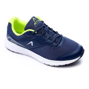 Activ Round Toecap Comfy Sneakers - Navy Blue & Neon Green