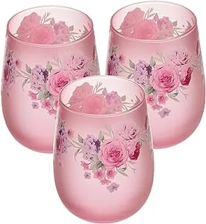 LAV TONE GAI Glass/Decala Print M 365/475 cc -16 Oz / 3 Pcs/Elegant design, Trusted Brand, Attractive shape of Sparkling Drink, Soft Drink, Smoothies, Juices/High Quality Materials