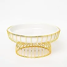 LA MAYA Fruit Platter on Golden Holder, CIR-00009-W24 Porcelain White