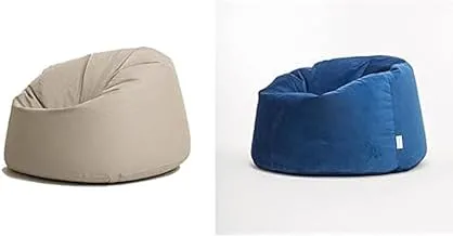 Penguin standard bean bag leather - 85 * 50 - off white 1.00 piece + Penguin comfort bean bag flock - 70 * 95 - blue