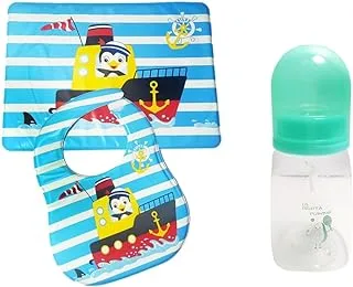 La Frutta (feeding bottle with spoon 150ml & PVC Baby Bib with baby feeding mat)