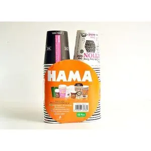 Hama Disposable Paper Cups - 8 OZ - 50 Cups/COLOR MAY VARY