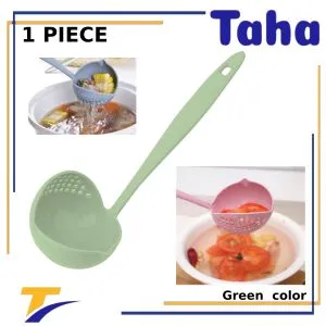 Taha Offer Ladle With Strainer 2 In 1 Multi-purpose Color Green 1 Piece