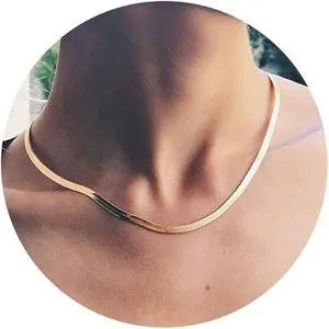 Gold Plated Herringbone Flat Snake Chain Necklace - 3mm