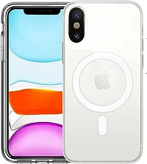 حافظة HVDI مغناطيسية شفافة لهاتف iPhone X/Xs مع شحن لاسلكي Mag-Safe، غطاء ممتص للصدمات من السيليكون الناعم من مادة TPU، حافظة رفيعة رفيعة مقاومة للصدمات ومضادة للأصفر لهاتف iPhone Xs/X (5.8 بوصة)