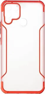 Generic Plastic Back Cover Protector With Strong Colorful Edges For Realme C15 - Red Black