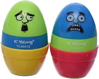 Yalong YL-90016 2 in 1 Sharpener&Eraser Egg Shape Pack of 2 Pieces Assorted color For School, Student, office - Multi Color