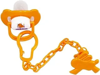 Fly Baby Round Soother With Chain-Orange-Size: M