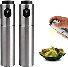 Olive Oil Sprayer Dispenser,Portable Vinegar Bottle Mister for Salad BBQ Frying Grilling Kitchen Cooking, Oil Sprayer Stainless Steel Spray Oil Bottle Dispenser Drop Resistant and Durable (2pcs)