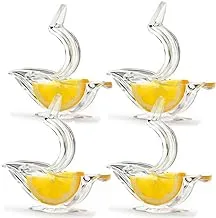 New Acrylic Manual Lemon Slice Squeezer, Portable Transparent Fruit Juicer, Elegance Bird Shape, Hand Juicer for Orange Lemon Lime Pomegranate (2Pcs) (4Pcs)