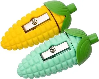 Kian HL-101 2 In 1 Eraser and Pencil Sharpener Corn Shape Pack of 2 Pieces for Kids and Students - Mint Yellow