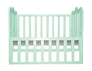 Misho Baby Beech Baby Crib With Mattress-Mint Green-Size (L:110*W:60*H:85cm)