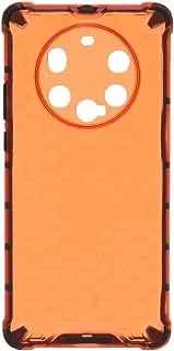 Generic Plastic Honeycomb Shockproof Transparent Back Cover With Flexible Silicone Black Edges Protective For Huawei Mate 40 Pro Plus 6.76 Inch - Orange Black