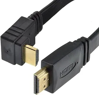 كابل Zonic Z1173 HDMI بزاوية قائمة عالية السرعة بزاوية 90 درجة مسطحة عالية الدقة 1080 بكسل للتلفزيون وشاشة الكمبيوتر الشخصي والصندوق وكابل PS4/5 HDTV مطلي بالذهب (1.5 متر)