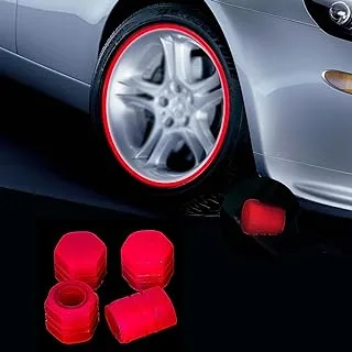 4 Pieces Car Wheel Valve Stem Caps Luminous Tire Valve Stem Caps for Cars Motorcycles Trucks Bikes Red