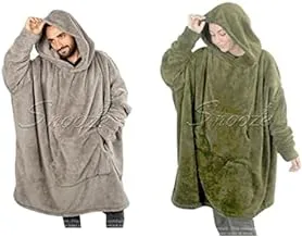 Snooze, Over-sized Wearable Blanket with Hodi, Gray + Snooze, Over-sized Wearable Blanket with Hodi, Dark green