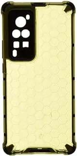 Generic Plastic Honeycomb Shockproof Transparent Back Cover With Flexible Silicone Black Edges Protective For vivo X60 Pro 6.56 Inch - Yellow Black