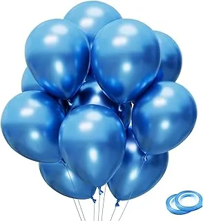 Generic Blue Party Balloons 100pcs 12inch Chrome Metallic Blue Helium Balloons for Birthday Party Decoration and Arch Decoration Wedding Birthday Baby Shower Christmas Party