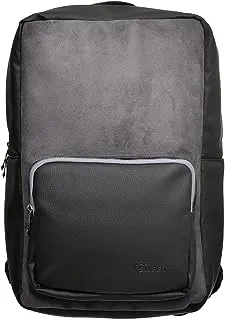 Safety Leather Two Way Zipper Laptop Backpack With Zipper Leather Pocket And Chamois Front For Laptop Protection - Black Grey