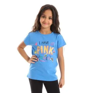 AlNasser Blue Printed Girls Tees